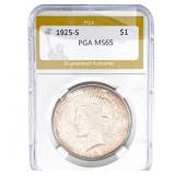 1925-S Silver Peace Dollar PGA MS65