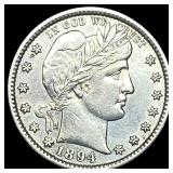 1894-S Silver Barber Quarter CLOSELY UNCIRCULATED