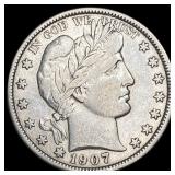 1907 Silver Barber Half Dollar CLOSELY  UNCIRCULA