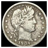 1904-O Silver Barber Quarter NEARLY UNCIRCULATED