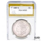 1887-S Morgan Silver Dollar PGA MS65