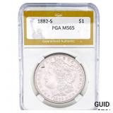 1882-S Morgan Silver Dollar PGA MS65