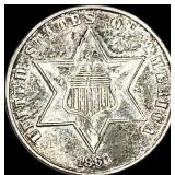 1860 Silver Three-Cent Piece CLOSELY UNCIRCULATED
