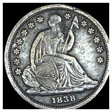 1838 Silver Seated Liberty Dime NEARLY UNCIRCULATE