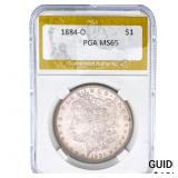 1884-O Morgan Silver Dollar PGA MS65