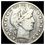1905-S Silver Barber Half Dollar LIGHTLY CIRCULATE