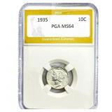 1935 Mercury Silver Dime PGA MS64