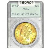 1904 $20 Gold Double Eagle PCGS MS62
