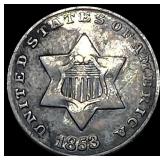 1853 Silver Three-Cent Piece NEARLY UNCIRCULATED