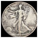 1919-D Silver Walking Liberty Half Dollar  LIGHTL