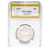 1936 Long Island Half Dollar PCG MS66