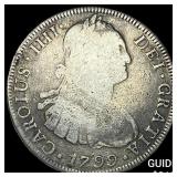 1799 Mexico Silver 8 Reales Chopmarked NEARLY UNCI