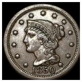 1850 Braided Hair Large Cent CLOSELY  UNCIRCULATE