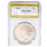 1921 Silver Peace Dollar PGA MS64