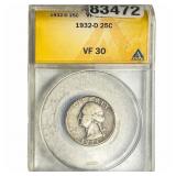 1932-D Washington Silver Quarter ANACS VF30