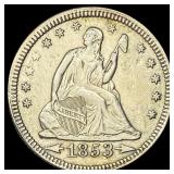 1853 Arrows Seated Liberty Quarter CLOSELY UNCIRCU