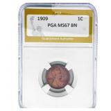 1909 Wheat Cent PCG MS67 BN