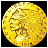 1914 Indian Head $2.5 Gold Quarter Eagle  CLOSELY