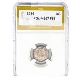 1936 Mercury Silver Dime PGA MS67 FSB