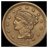 1851 Braided Hair Large Cent CLOSELY UNCIRCULATED