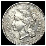1865 Nickel Three-Cent Piece CLOSELY UNCIRCULATED