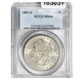 1891-S Morgan Silver Dollar PCGS MS64