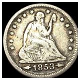 1853 Arrows/Rays Seated Liberty Quarter  LIGHTLY