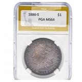 1886-S Morgan Silver Dollar PGA MS64