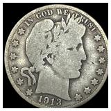 1913-D Silver Barber Half Dollar NICELY CIRCULATED