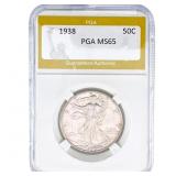 1938 Walking Liberty Half Dollar PGA MS65