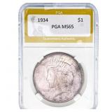 1934 Silver Peace Dollar PGA MS65
