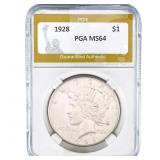 1928 Silver Peace Dollar PGA MS64