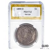 1888-O Morgan Silver Dollar PGA F12 Hot Lips