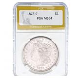 1878-S Morgan Silver Dollar PGA MS64