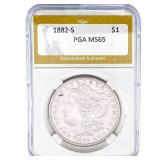 1882-S Morgan Silver Dollar PGA MS65