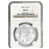 1891-CC Morgan Silver Dollar NGC MS62