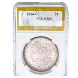 1884-O Morgan Silver Dollar PGA MS65