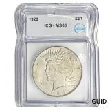 1926 Silver Peace Dollar ICG MS63