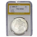1885-O Morgan Silver Dollar PGA MS66