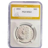 1832 Capped Bust Half Dollar PGA MS62