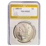 1883-O Morgan Silver Dollar PGA MS62