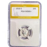 1916-S Mercury Silver Dime PGA MS66+