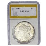 1878-CC Morgan Silver Dollar PGA MS64