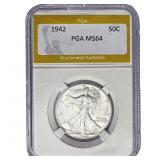 1942 Walking Liberty Half Dollar PGA MS64
