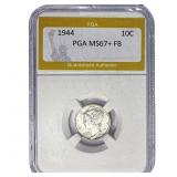 1944 Mercury Silver Dime PGA MS67+ FB