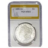 1885-CC Morgan Silver Dollar PGA MS63