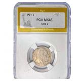 1913 Buffalo Nickel PGA MS63 Type 1