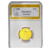 1986 1/4oz $10 Gold Eagle PGA MS70