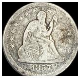 1857-O Silver Seated Liberty Quarter NICELY  CIRC