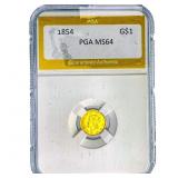 1854 Rare Gold Dollar PGA MS64